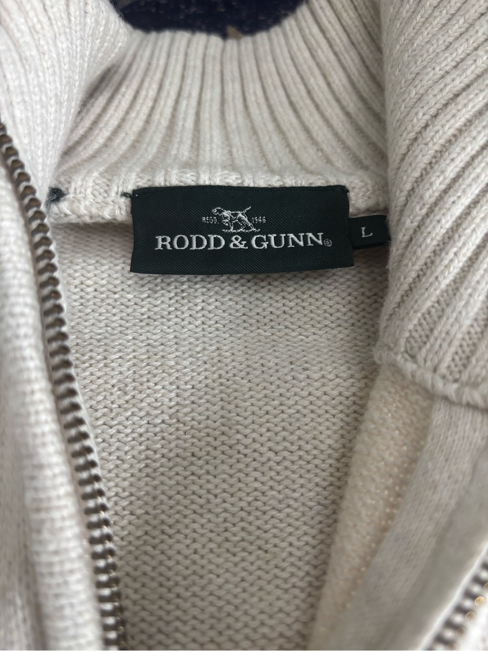 RODD & GUNN Merrick Bay Quarter-Zip Sweater - Oat, L - Picture 4 of 4